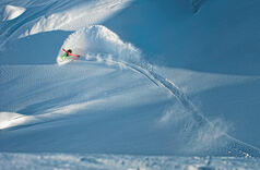 Die perfekte Linie – bei Pulverschnee und Sonnenschein macht Skifahren im Tiefschnee richtig Spaß.